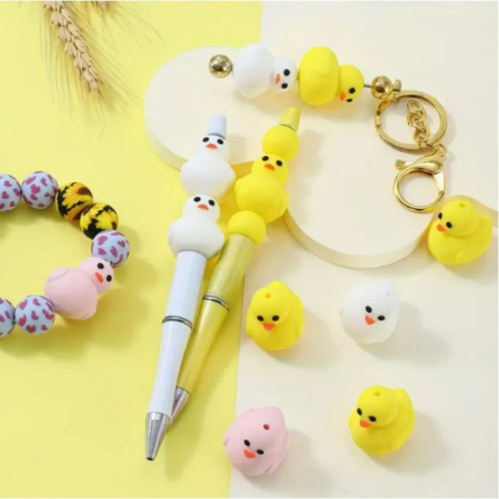 Wholesale 10pcs Cartoon 3D Cute chick duckling Silicone Beads